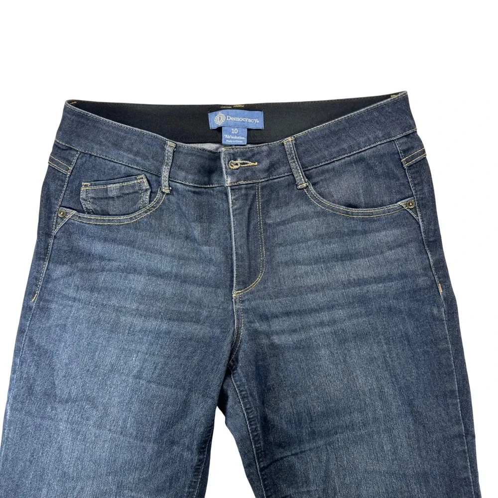 Democracy Ab Dark Wash Bootcut Jeans Women's 10 Blue Denim Mid Rise Flare - Picture 2 of 4